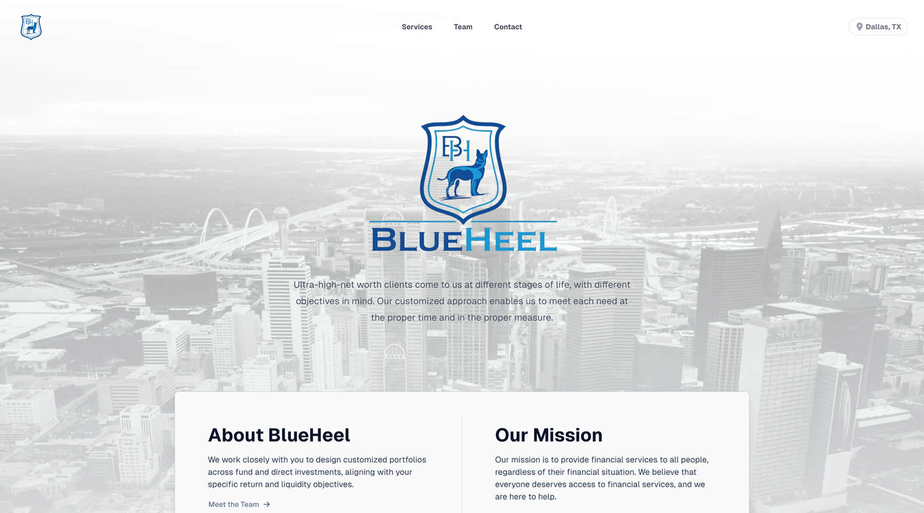 BlueHeel startup landing page homepage with modern product marketing design