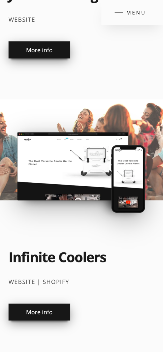 NextGen Code Company mobile project portfolio section showcasing development work