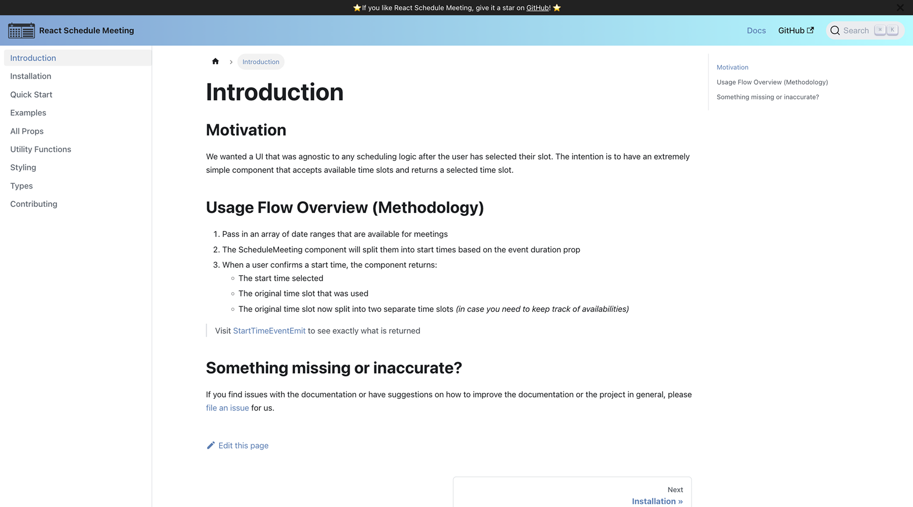 React Schedule Meeting developer documentation for integrating the React scheduling UI component