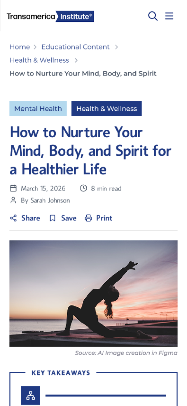 Transamerica Institute mobile financial education article layout